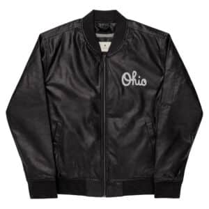 Script Ohio Leather Bomber Jacket
